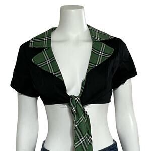 Bedroom Storie School Girl Green Plaid Cropped Top Size Medium